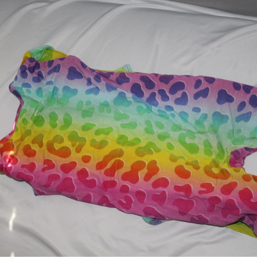 Bums & Roses // Colorful Rainbow Leopard footie 9-12 months